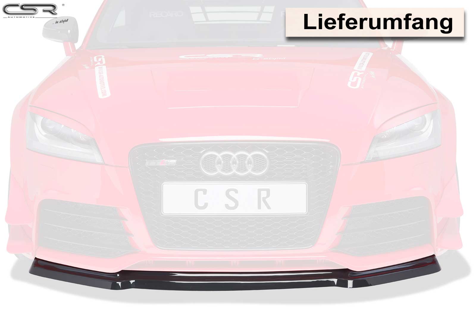CSR Frontspoiler | Cup-Spoilerlippe mit ABE für Audi TT RS 8J CSL226-S Strukturiert schwarz matt (keine Lackierung erforderlich)