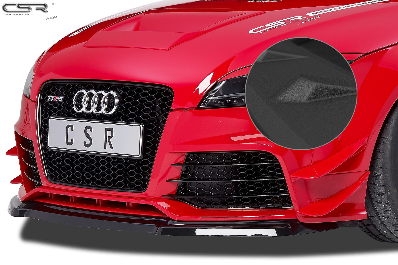 CSR Frontspoiler | Cup-Spoilerlippe mit ABE für Audi TT RS 8J CSL226-S Strukturiert schwarz matt (keine Lackierung erforderlich)