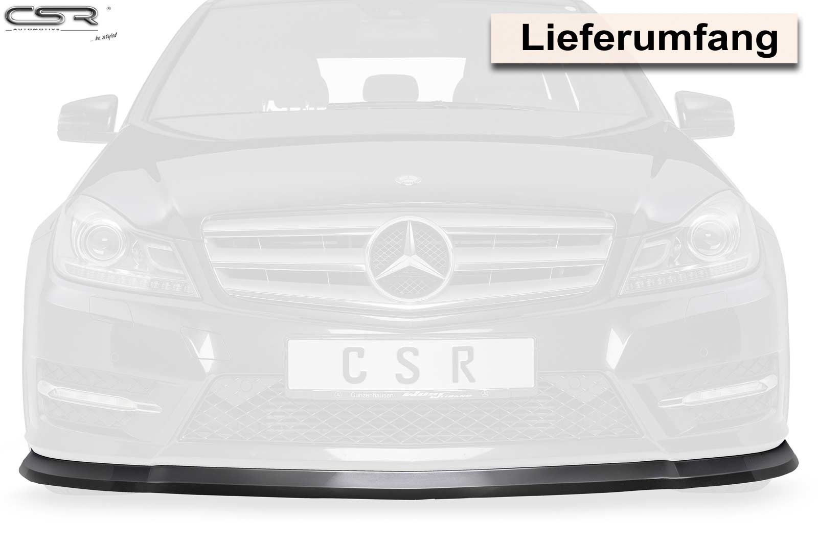 CSR Frontspoiler | Cup-Spoilerlippe mit ABE für Mercedes-Benz C-Klasse 204 AMG-Line CSL308-S Strukturiert schwarz matt (keine Lackierung erforderlich)