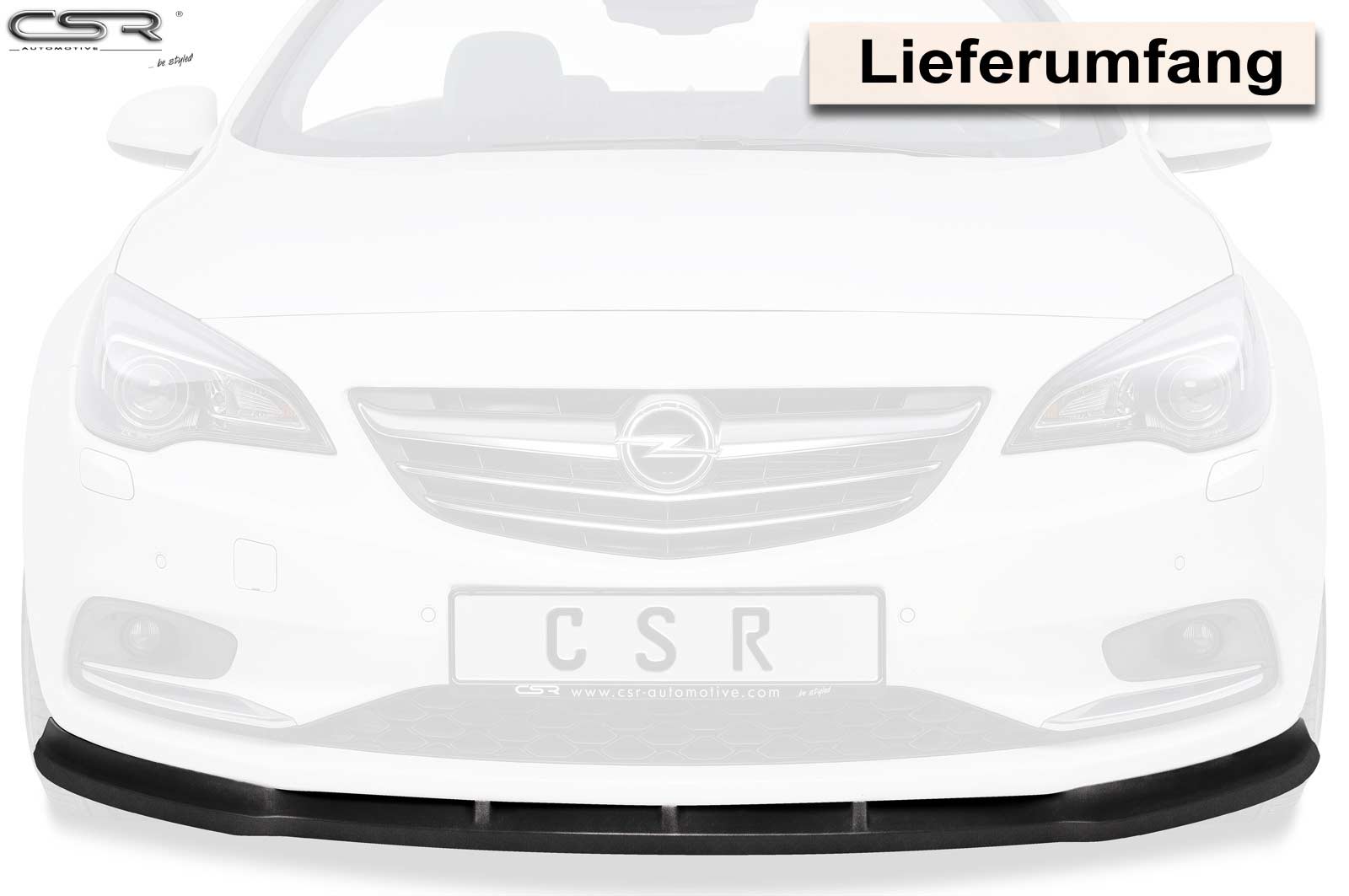 CSR Frontspoiler | Cup-Spoilerlippe mit ABE für Opel Cascada CSL314-S Strukturiert schwarz matt (keine Lackierung erforderlich)