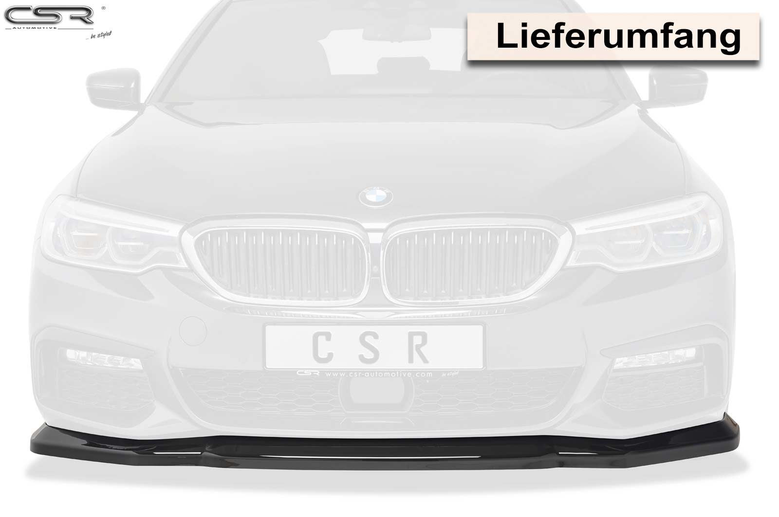 CSR Frontspoiler | Cup-Spoilerlippe mit ABE für BMW 5er G30/G31 M-Paket CSL316-C Carbon Look Hochglanz (keine Lackierung erforderlich)