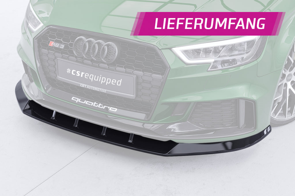 CSR Frontspoiler | Cup-Spoilerlippe mit ABE für Audi RS3 8V CSL322-G Glossy schwarz Hochglanz (keine Lackierung erforderlich)