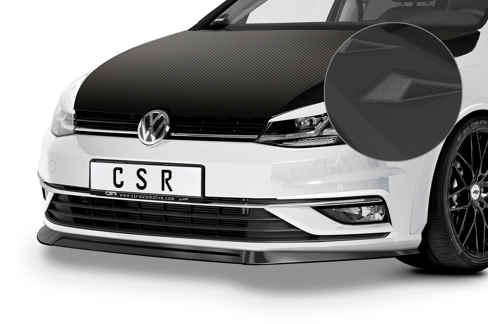 CSR Frontspoiler | Cup-Spoilerlippe mit ABE für VW Golf 7 CSL324-S Strukturiert schwarz matt (keine Lackierung erforderlich)