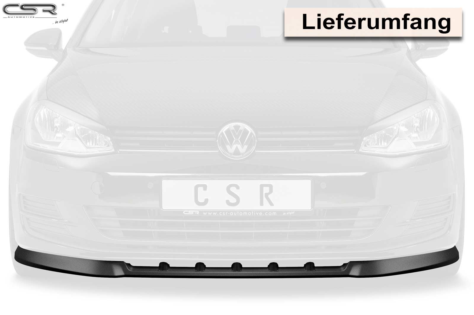 CSR Frontspoiler | Cup-Spoilerlippe mit ABE für VW Golf 7 CSL332-G Glossy schwarz Hochglanz (keine Lackierung erforderlich)