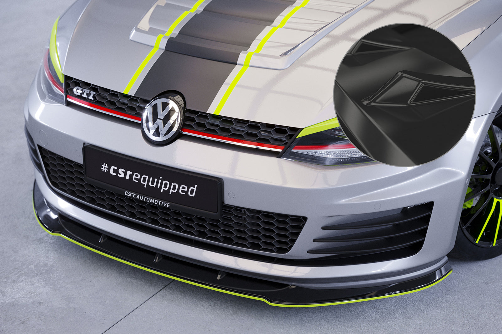 CSR Frontspoiler | Cup-Spoilerlippe mit ABE für VW Golf 7 GTI / GTD CSL338-G Glossy schwarz Hochglanz (keine Lackierung erforderlich)