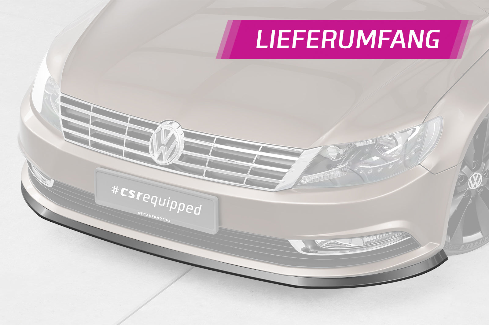 CSR Frontspoiler | Cup-Spoilerlippe mit ABE für VW Passat CC CSL341-G Glossy schwarz Hochglanz (keine Lackierung erforderlich)