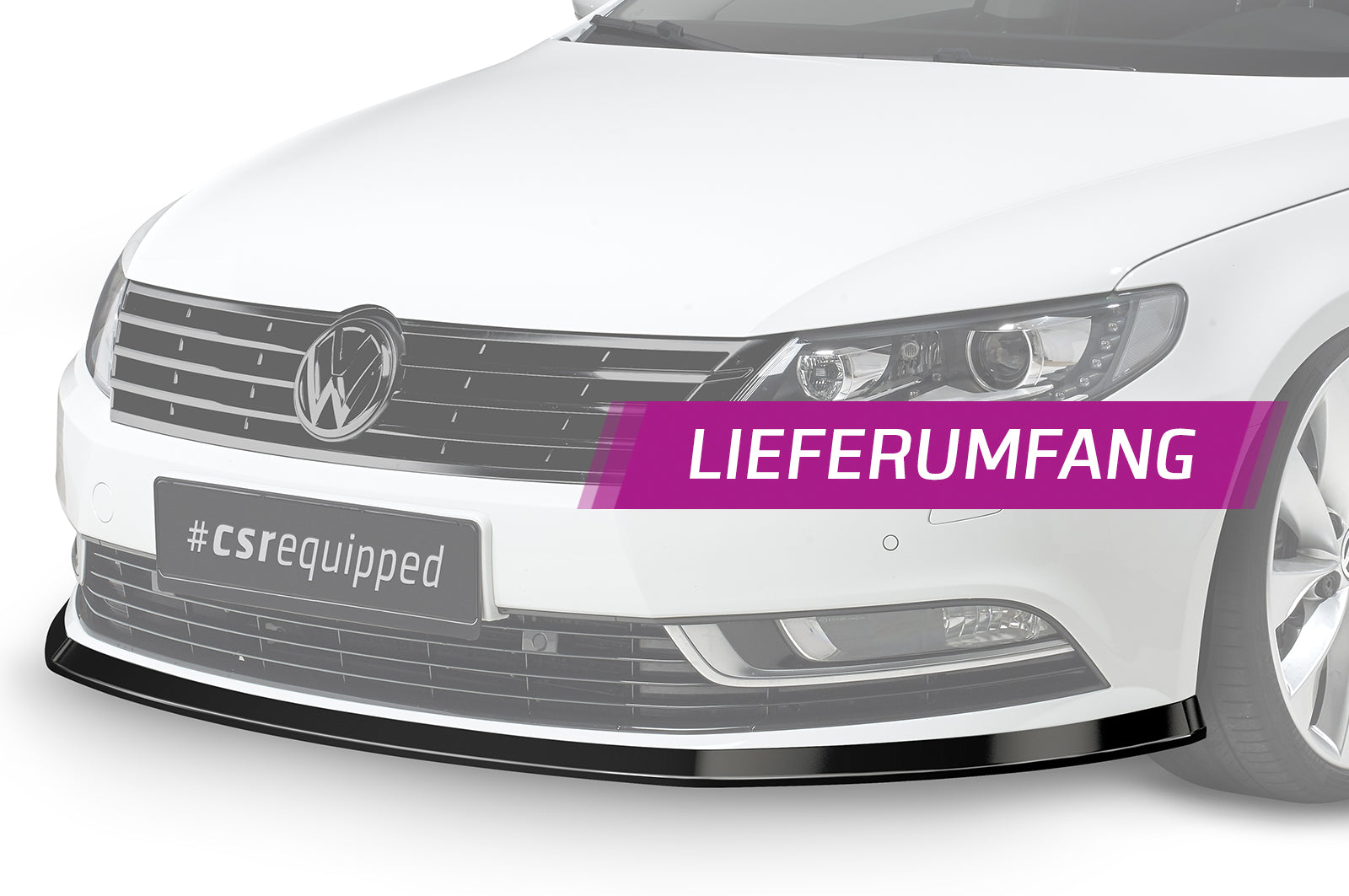 CSR Frontspoiler | Cup-Spoilerlippe mit ABE für VW CC CSL342-S Strukturiert schwarz matt (keine Lackierung erforderlich)