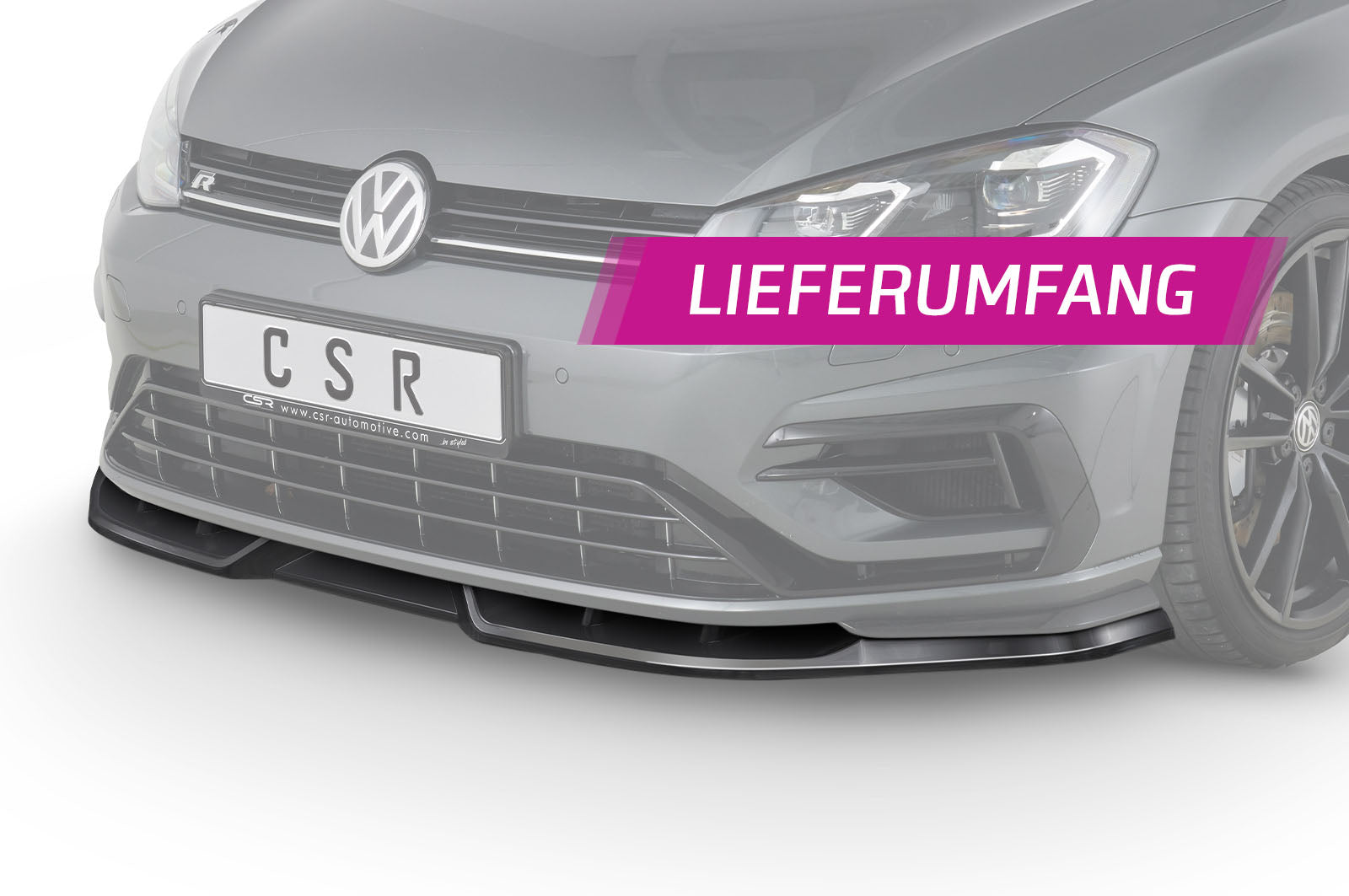 CSR Frontspoiler | Cup-Spoilerlippe mit ABE für VW Golf 7 R CSL346-L Unlackiert roh (Lackierung erforderlich)