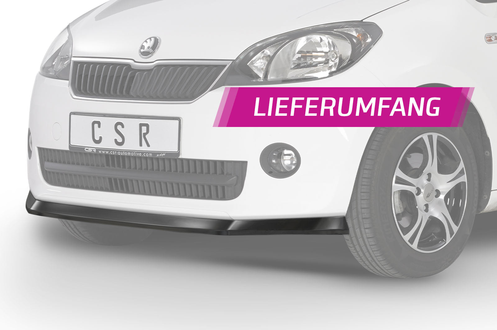 CSR Frontspoiler | Cup-Spoilerlippe mit ABE für Skoda Citigo CSL350-L Unlackiert roh (Lackierung erforderlich)