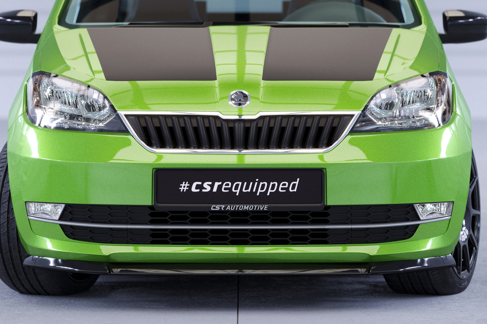 CSR Frontspoiler | Cup-Spoilerlippe mit ABE für Skoda Citigo CSL352-C Carbon Look Hochglanz (keine Lackierung erforderlich)