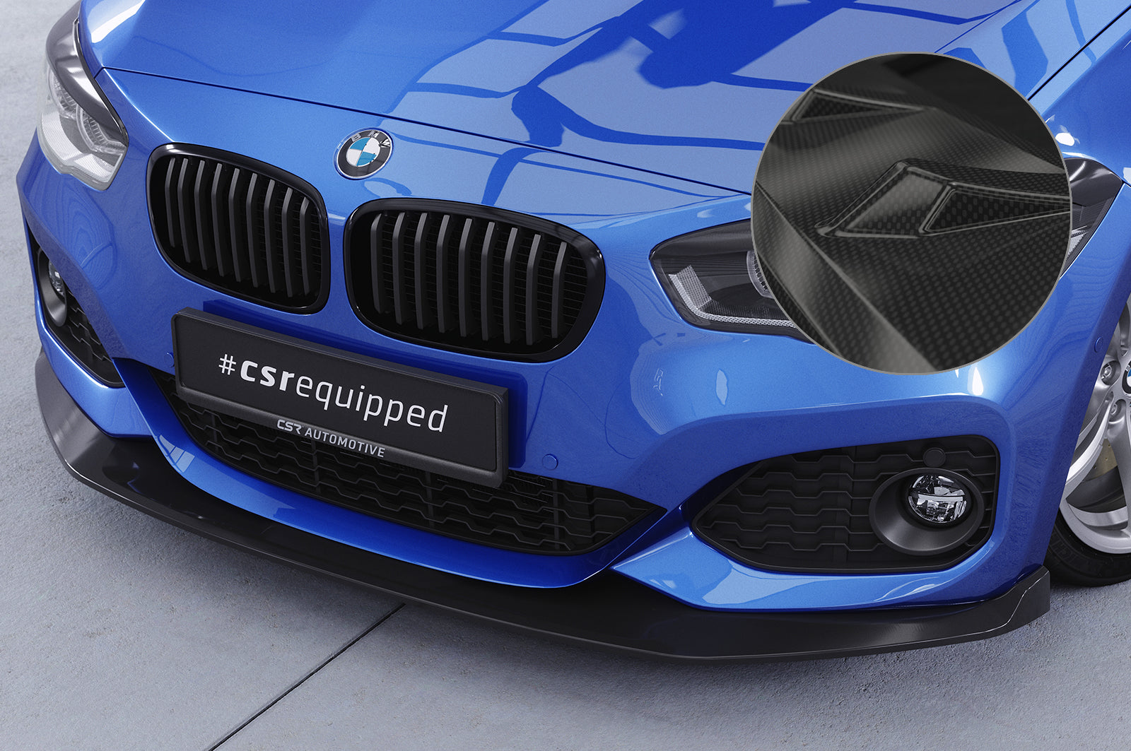 CSR Frontspoiler | Cup-Spoilerlippe mit ABE für BMW 1er F20/F21 M-Paket CSL356-C Carbon Look Hochglanz (keine Lackierung erforderlich)