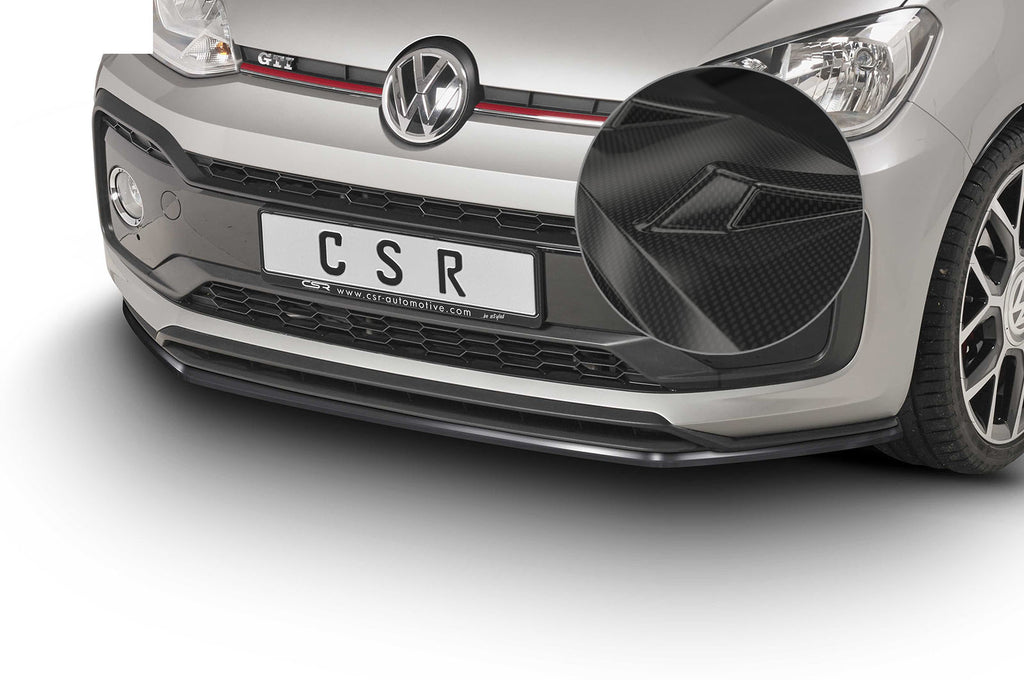 CSR Frontspoiler | Cup-Spoilerlippe mit ABE für VW up! GTI CSL357-C Carbon Look Hochglanz (keine Lackierung erforderlich)