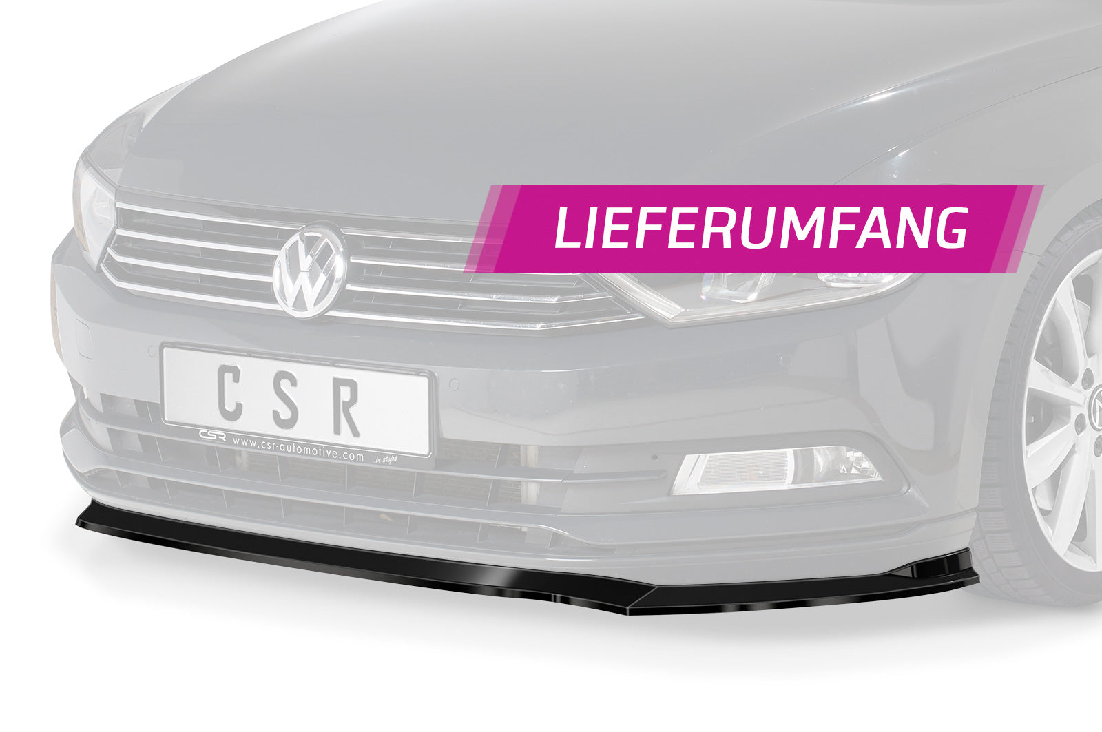 CSR Frontspoiler | Cup-Spoilerlippe mit ABE für VW Passat B8 Typ 3G CSL359-S Strukturiert schwarz matt (keine Lackierung erforderlich)