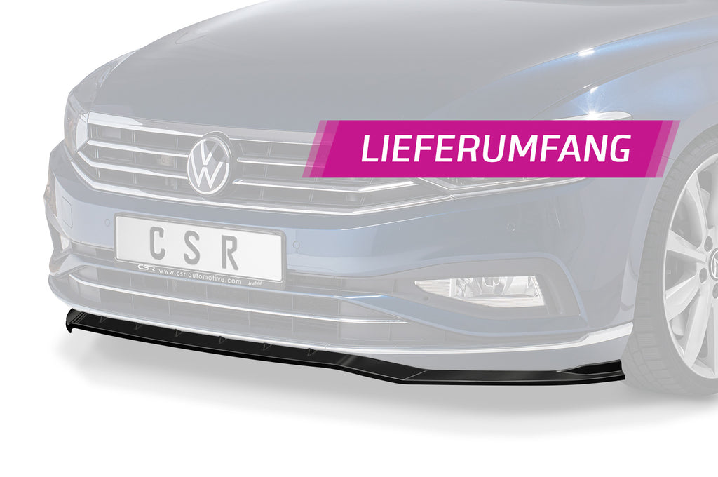 CSR Frontspoiler | Cup-Spoilerlippe mit ABE für VW Passat B8 Typ 3G CSL360-S Strukturiert schwarz matt (keine Lackierung erforderlich)