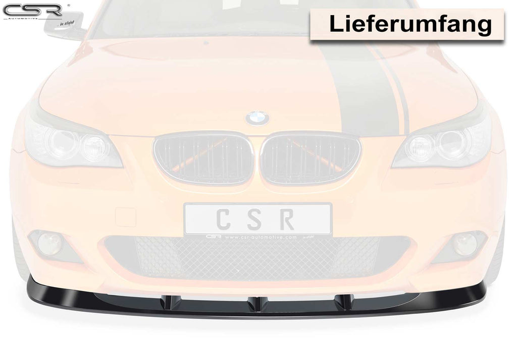 CSR Frontspoiler | Cup-Spoilerlippe mit ABE für BMW 5er E60 / E61 CSL361-G Glossy schwarz Hochglanz (keine Lackierung erforderlich)