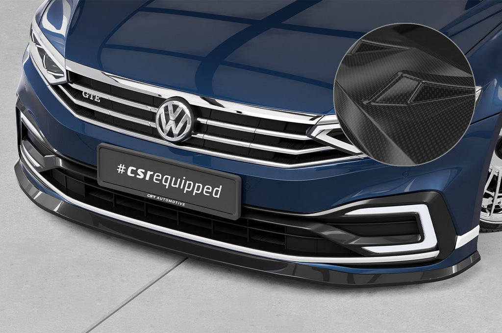 CSR Frontspoiler | Cup-Spoilerlippe mit ABE für VW Passat B8 Typ 3G CSL362-C Carbon Look Hochglanz (keine Lackierung erforderlich)