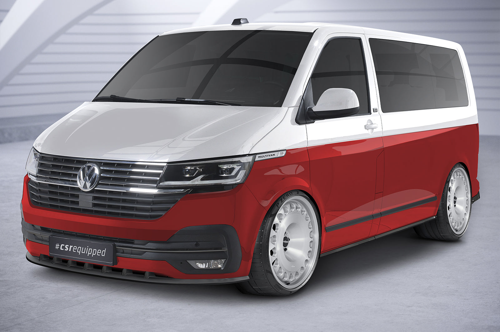 CSR Frontspoiler | Cup-Spoilerlippe mit ABE für VW T6.1 Bus CSL364-C Carbon Look Hochglanz (keine Lackierung erforderlich)