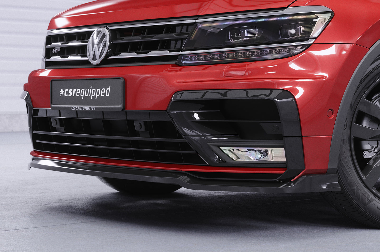 CSR Frontspoiler | Cup-Spoilerlippe mit ABE für VW Tiguan II (Typ AD1) R-Line CSL367-C Carbon Look Hochglanz (keine Lackierung erforderlich)