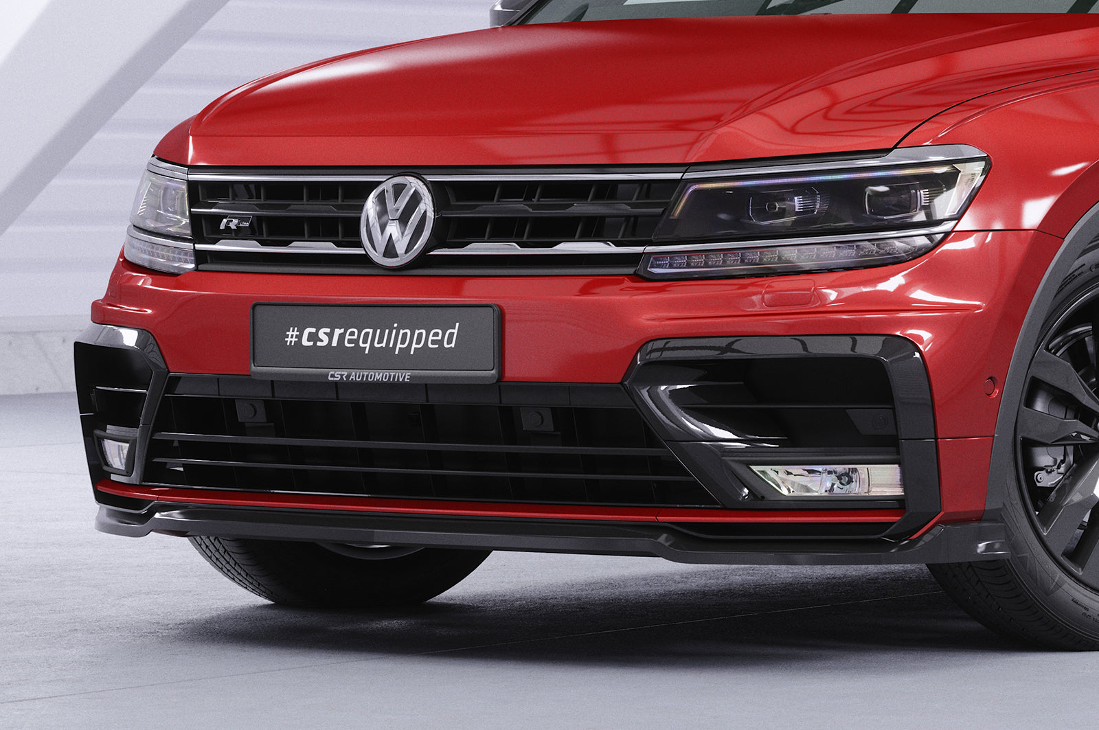 CSR Frontspoiler | Cup-Spoilerlippe mit ABE für VW Tiguan II (Typ AD1) R-Line CSL367-C Carbon Look Hochglanz (keine Lackierung erforderlich)