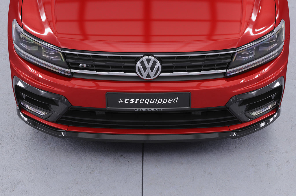 CSR Frontspoiler | Cup-Spoilerlippe mit ABE für VW Tiguan II (Typ AD1) R-Line CSL367-G Glossy schwarz Hochglanz (keine Lackierung erforderlich)