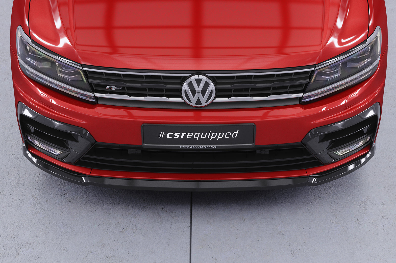 CSR Frontspoiler | Cup-Spoilerlippe mit ABE für VW Tiguan II (Typ AD1) R-Line CSL367-G Glossy schwarz Hochglanz (keine Lackierung erforderlich)
