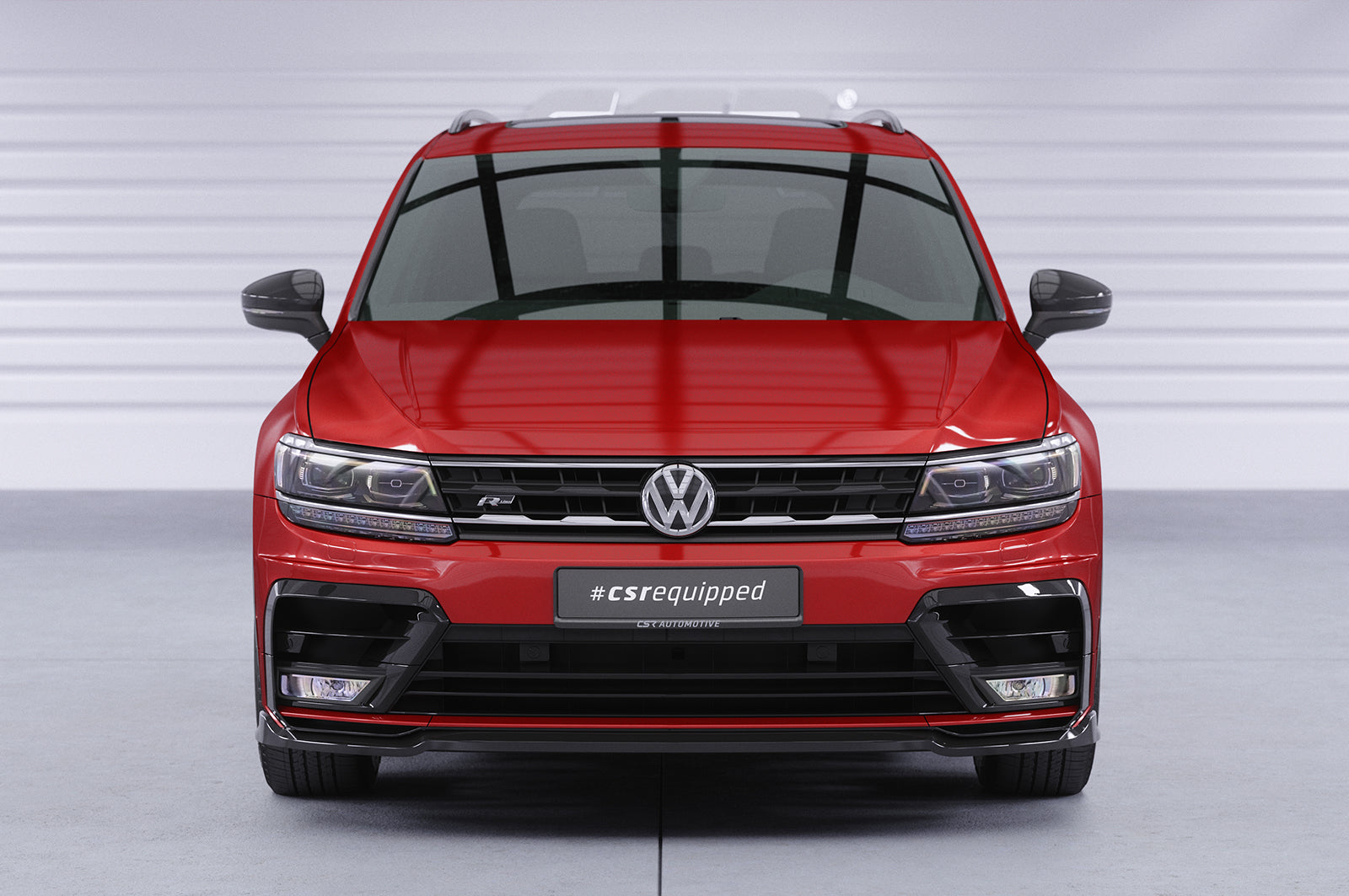CSR Frontspoiler | Cup-Spoilerlippe mit ABE für VW Tiguan II (Typ AD1) R-Line CSL367-G Glossy schwarz Hochglanz (keine Lackierung erforderlich)