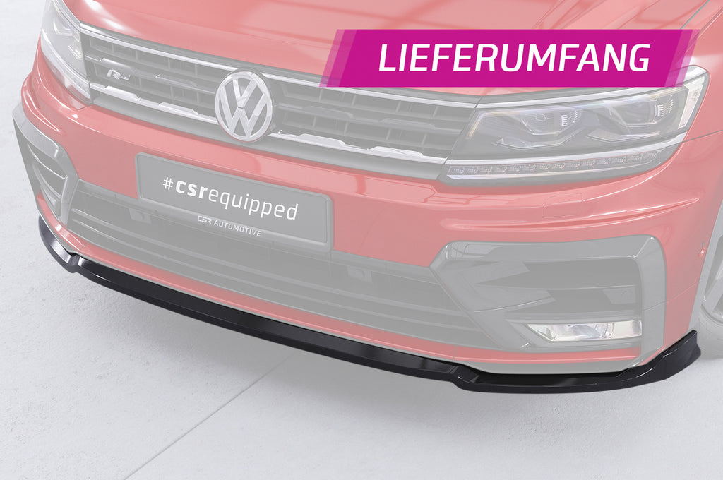 CSR Frontspoiler | Cup-Spoilerlippe mit ABE für VW Tiguan II (Typ AD1) R-Line CSL367-C Carbon Look Hochglanz (keine Lackierung erforderlich)