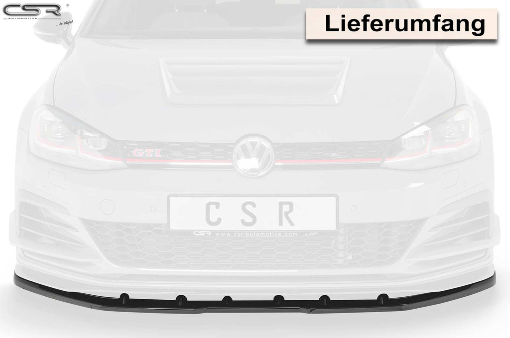 CSR Frontspoiler | Cup-Spoilerlippe mit ABE für VW Golf 7 GTI TCR CSL368-C Carbon Look Hochglanz (keine Lackierung erforderlich)
