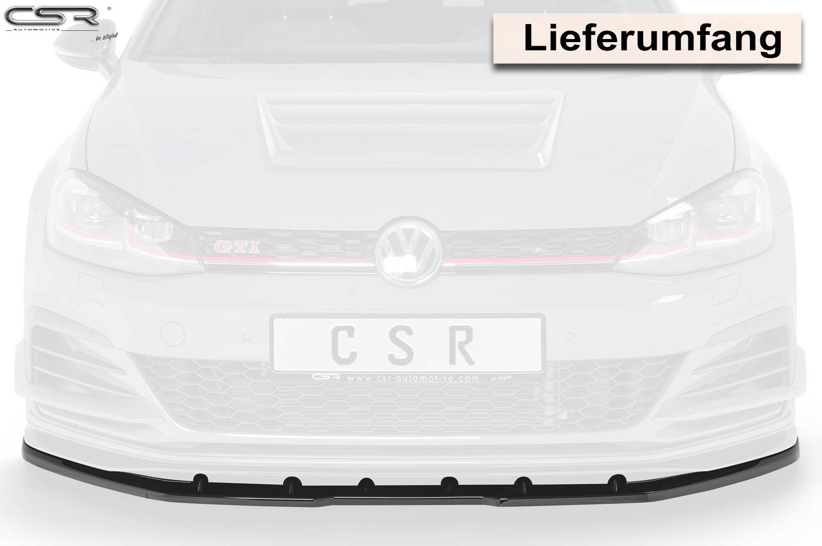 CSR Frontspoiler | Cup-Spoilerlippe mit ABE für VW Golf 7 GTI TCR CSL368-L Unlackiert roh (Lackierung erforderlich)