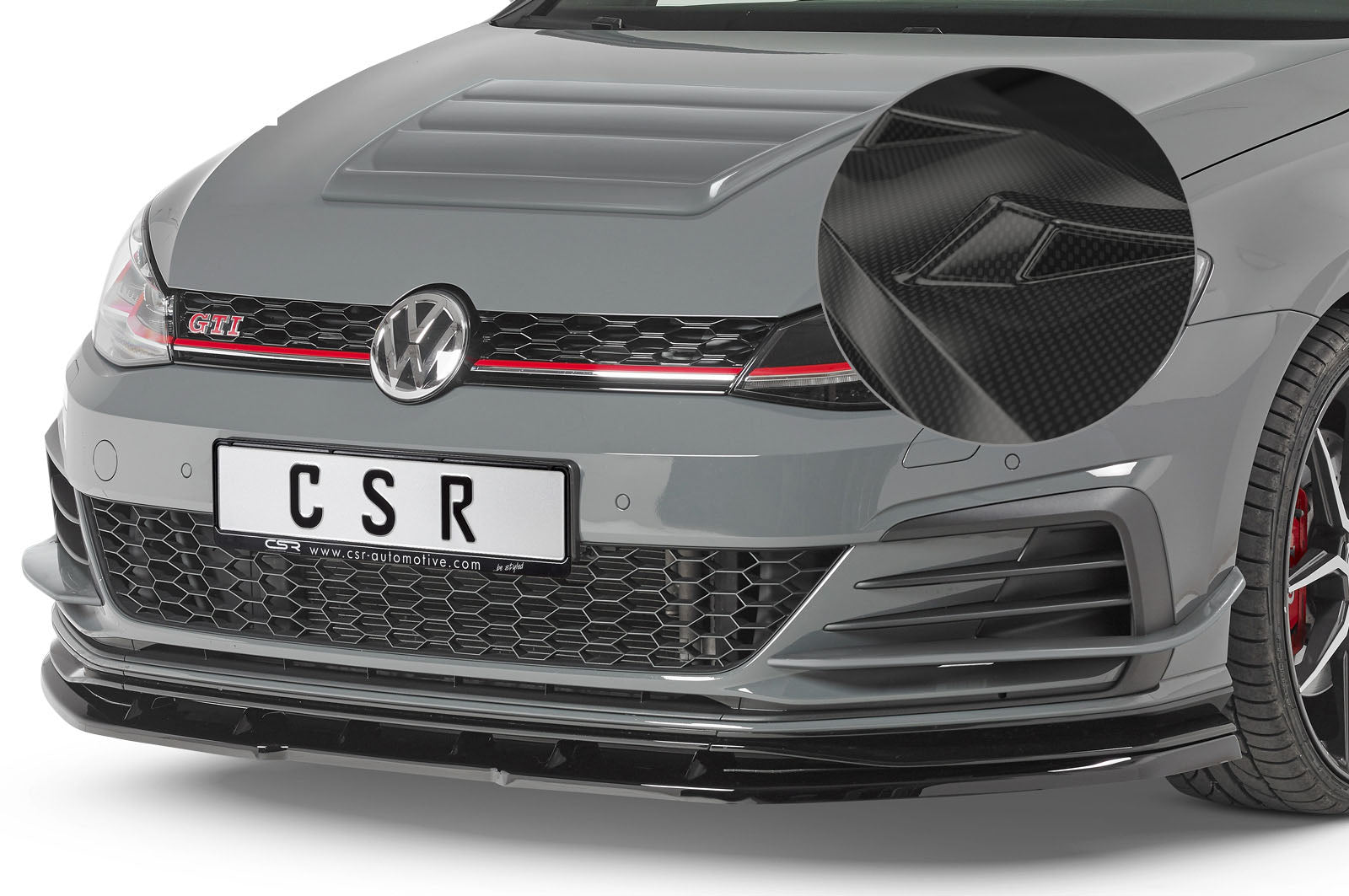 CSR Frontspoiler | Cup-Spoilerlippe mit ABE für VW Golf 7 GTI TCR CSL368-C Carbon Look Hochglanz (keine Lackierung erforderlich)