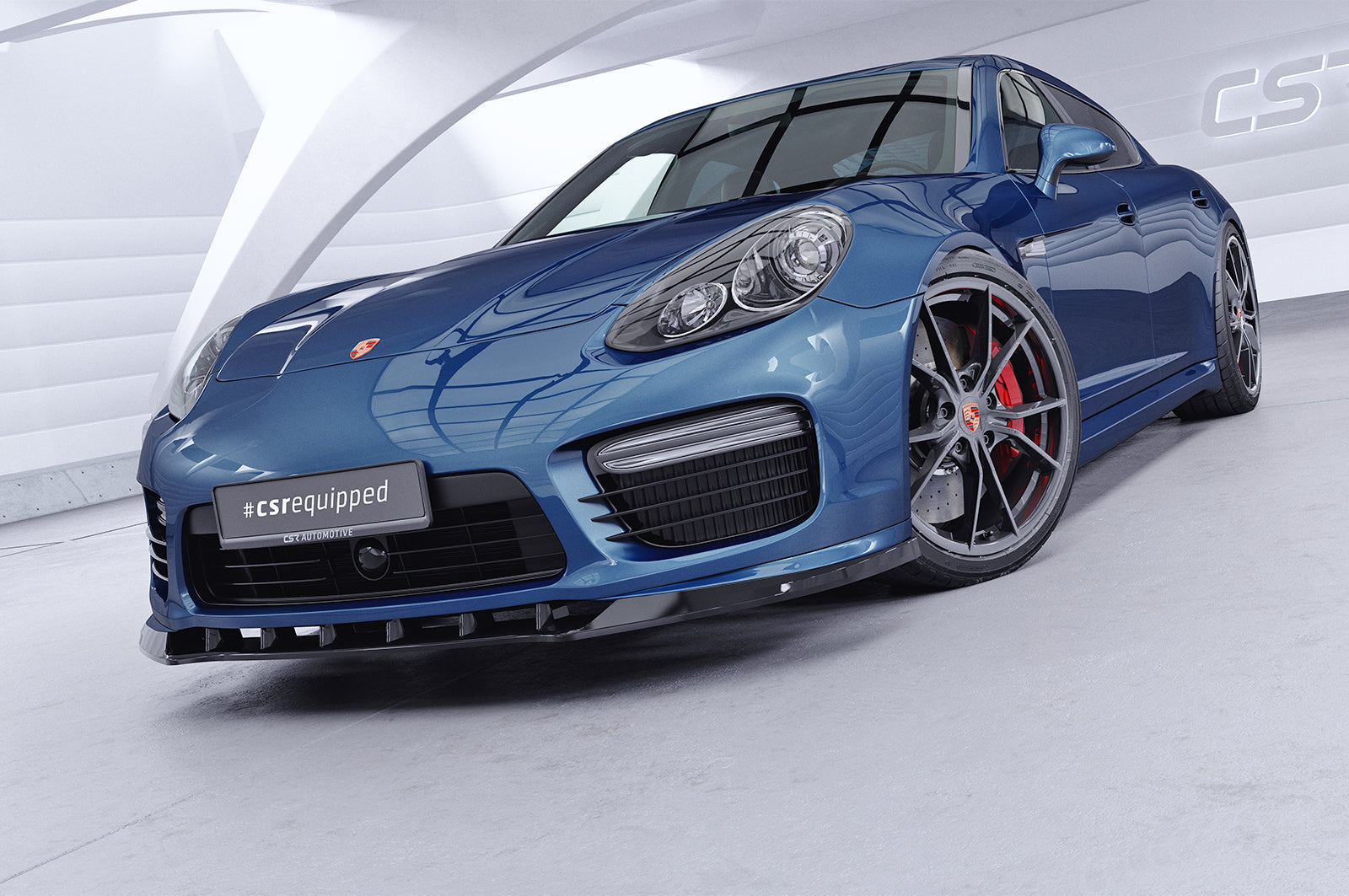 CSR Frontspoiler | Cup-Spoilerlippe mit ABE für Porsche Panamera 1 GTS/Turbo CSL371-S Strukturiert schwarz matt (keine Lackierung erforderlich)