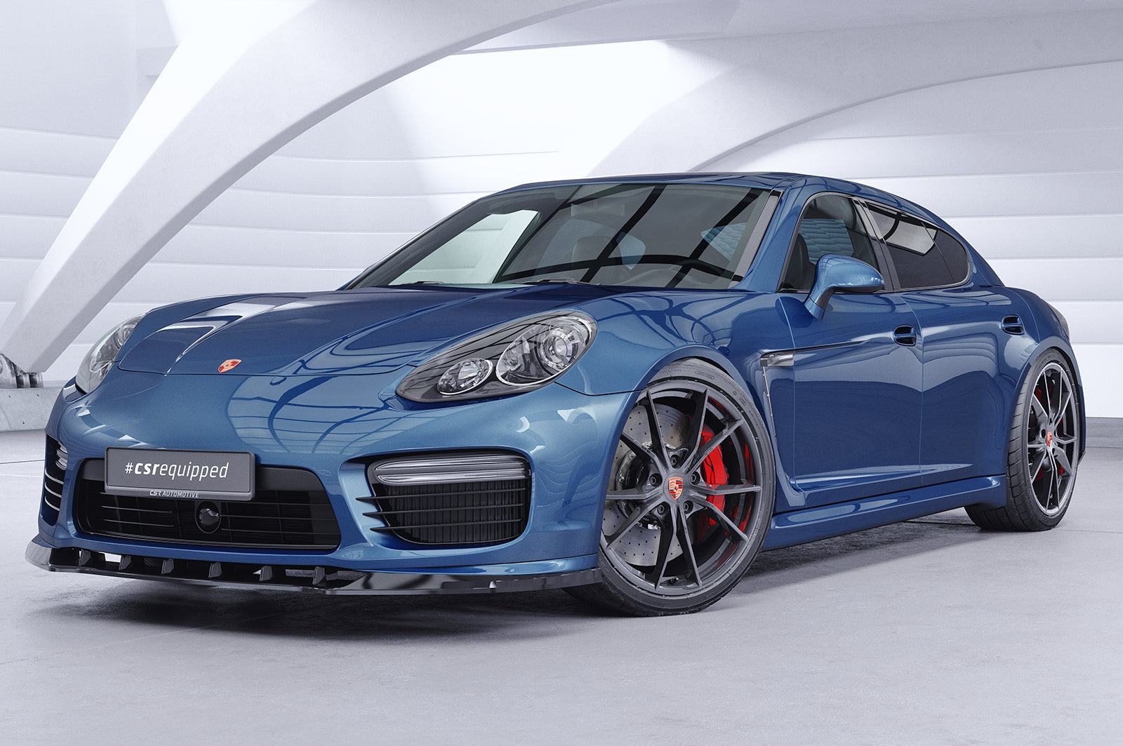 CSR Frontspoiler | Cup-Spoilerlippe mit ABE für Porsche Panamera 1 GTS/Turbo CSL371-S Strukturiert schwarz matt (keine Lackierung erforderlich)
