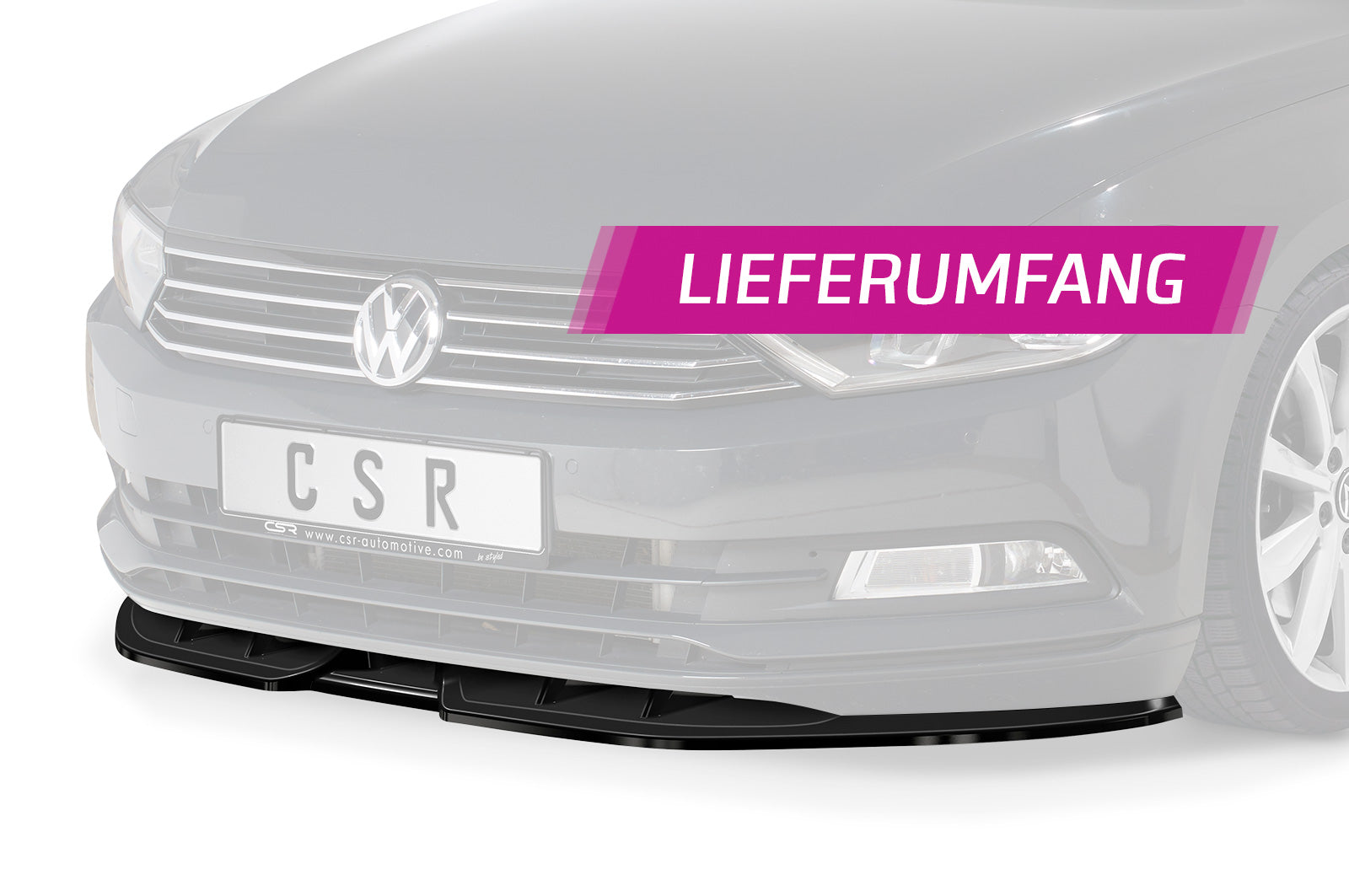 CSR Frontspoiler | Cup-Spoilerlippe mit ABE für VW Passat B8 Typ 3G CSL374-G Glossy schwarz Hochglanz (keine Lackierung erforderlich)