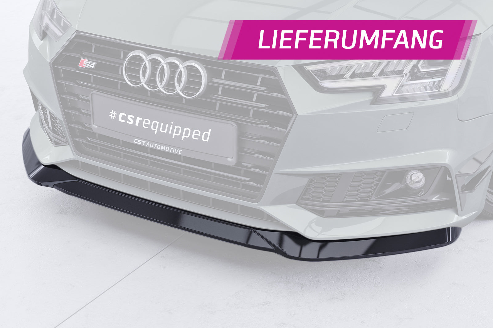 CSR Frontspoiler | Cup-Spoilerlippe mit ABE für Audi A4 B9 8W S-Line / S4 B9 8W CSL376-G Glossy schwarz Hochglanz (keine Lackierung erforderlich)