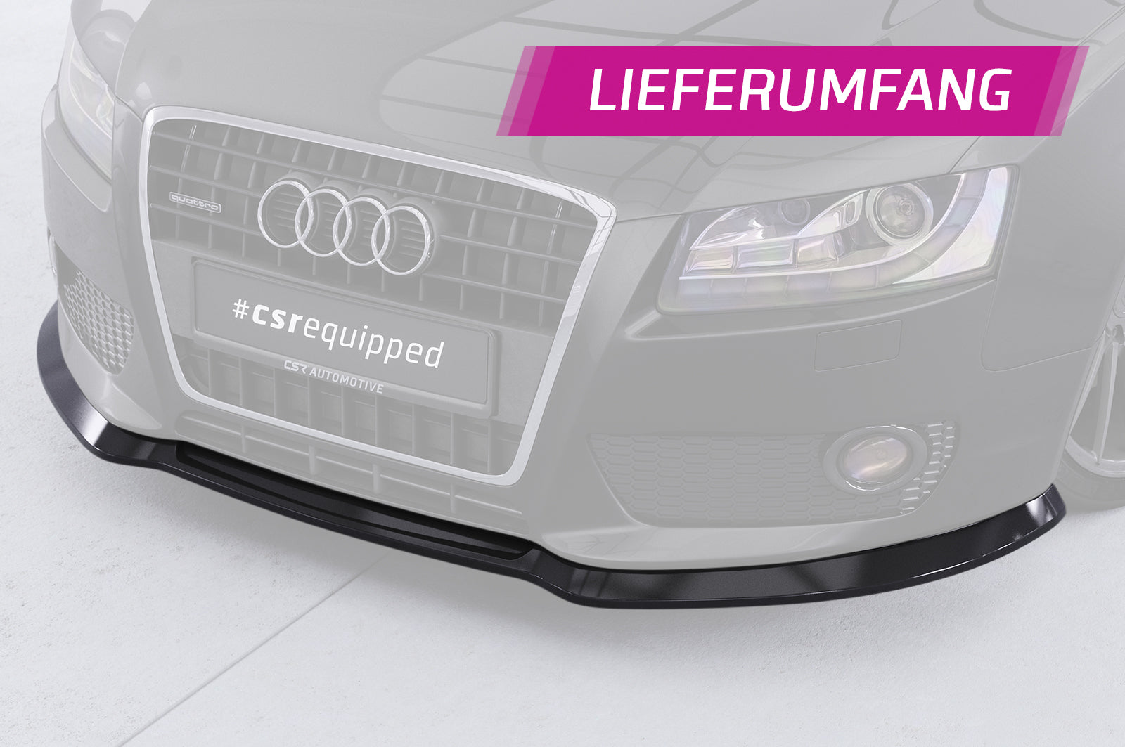 CSR Frontspoiler | Cup-Spoilerlippe mit ABE für Audi A5 8T CSL378-S Strukturiert schwarz matt (keine Lackierung erforderlich)