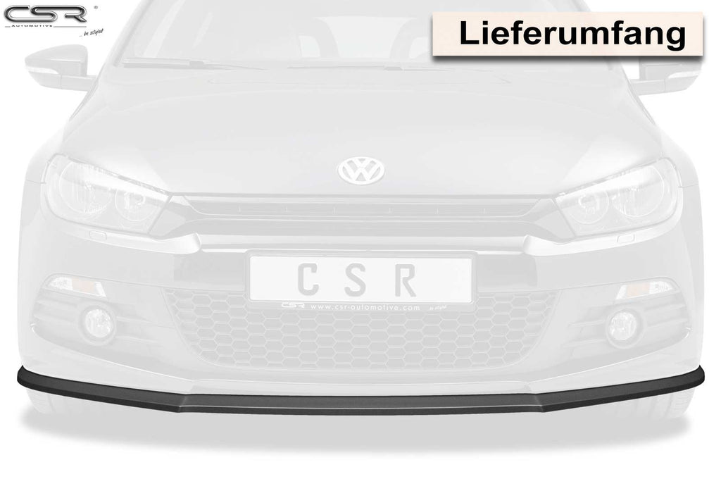 CSR Frontspoiler | Cup-Spoilerlippe mit ABE für VW Scirocco III R-Line CSL385-G Glossy schwarz Hochglanz (keine Lackierung erforderlich)