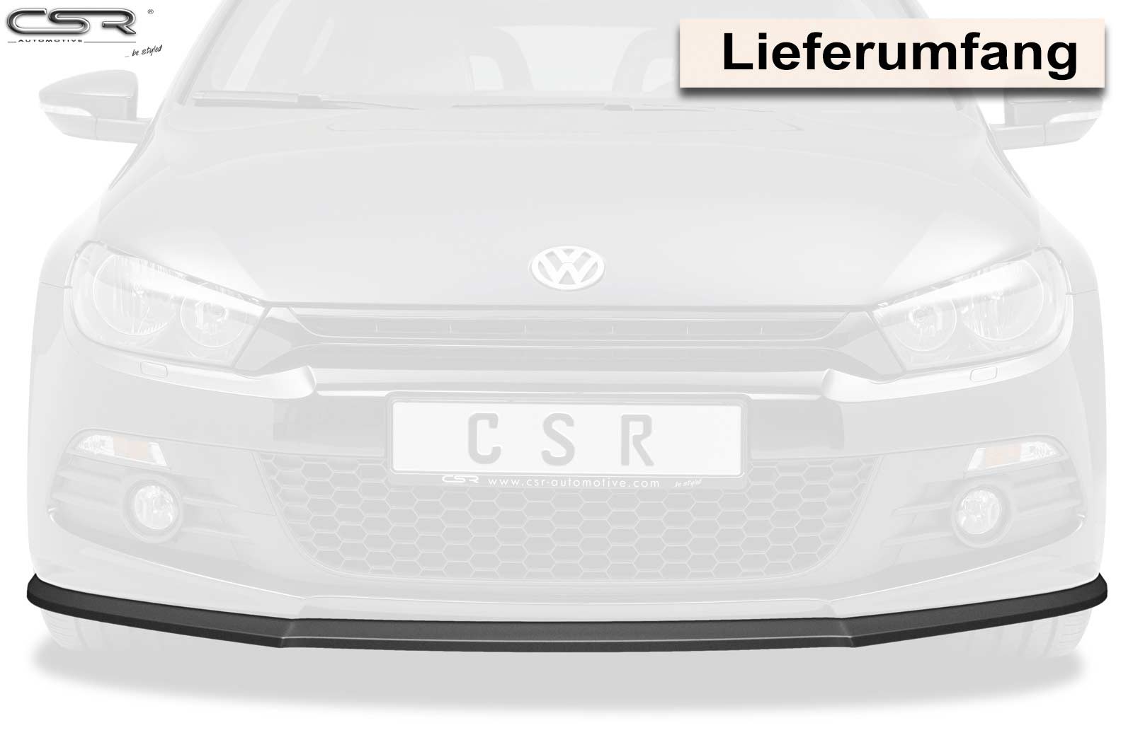 CSR Frontspoiler | Cup-Spoilerlippe mit ABE für VW Scirocco III R-Line CSL385-G Glossy schwarz Hochglanz (keine Lackierung erforderlich)