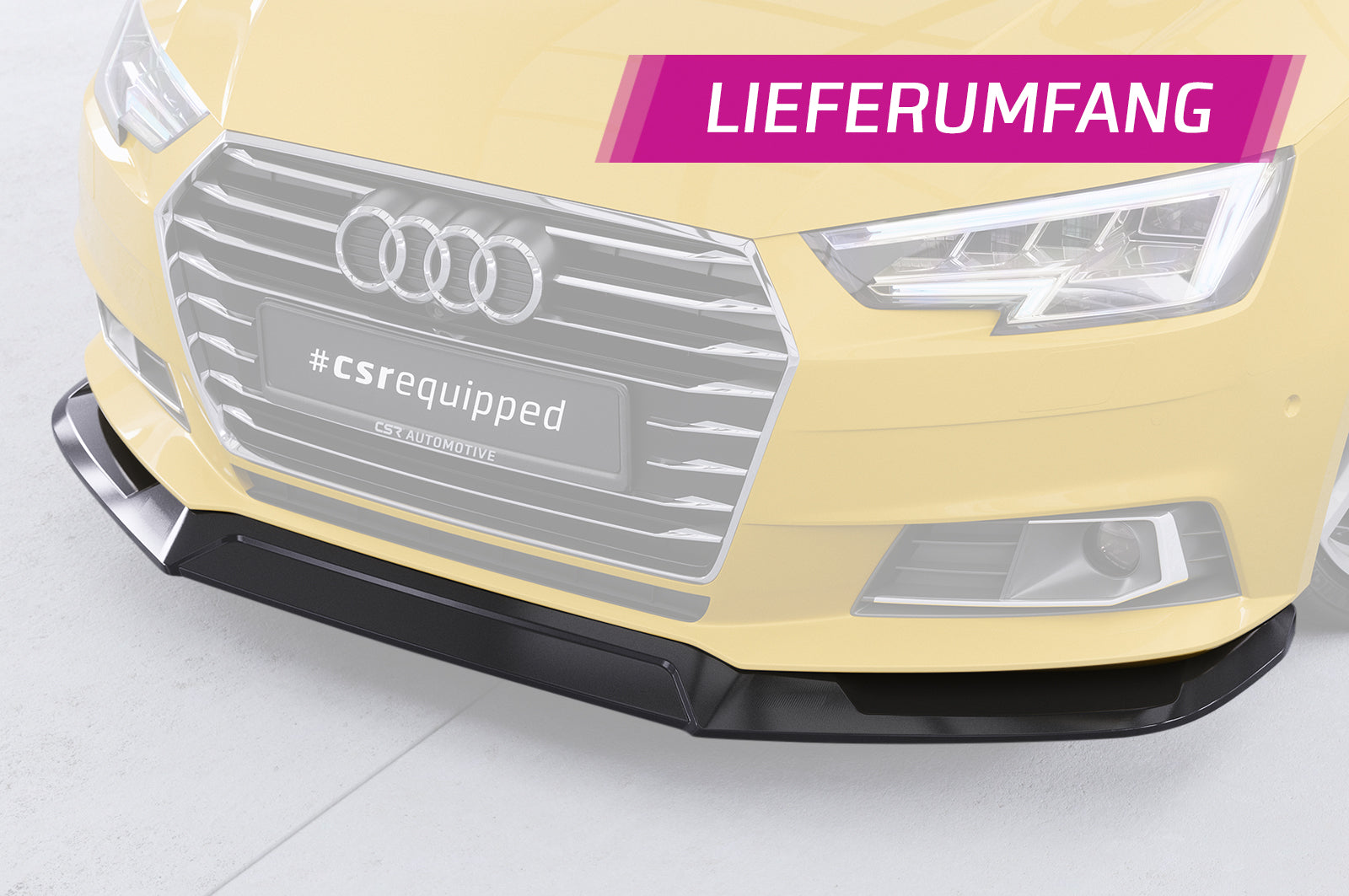 CSR Frontspoiler | Cup-Spoilerlippe mit ABE für Audi A4 B9 (Typ 8W) CSL387-C Carbon Look Hochglanz (keine Lackierung erforderlich)