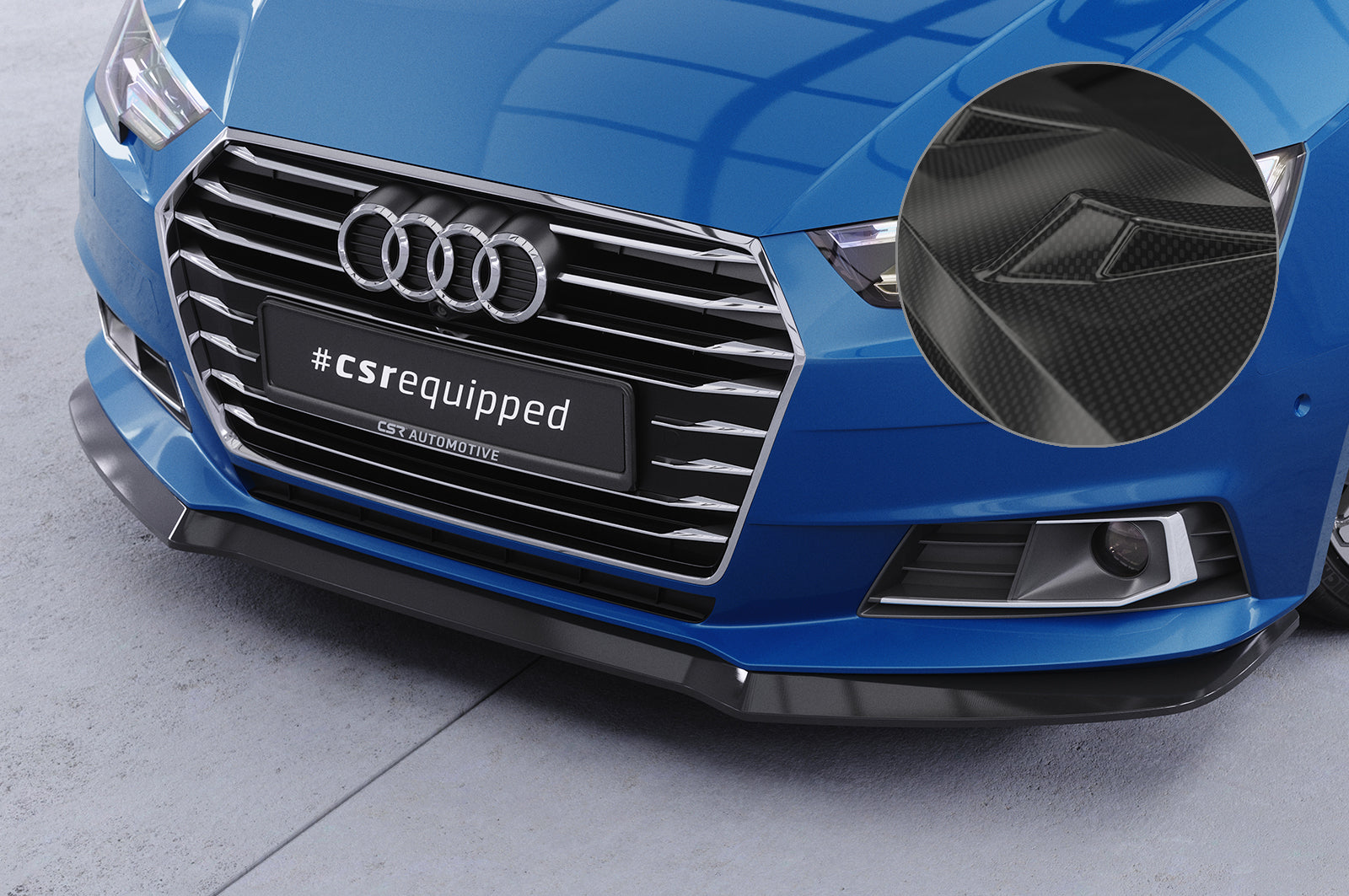 CSR Frontspoiler | Cup-Spoilerlippe mit ABE für Audi A4 B9 (Typ 8W) CSL388-C Carbon Look Hochglanz (keine Lackierung erforderlich)