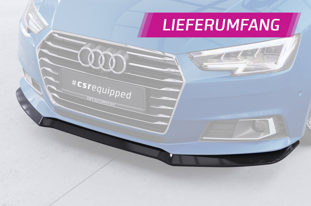 CSR Frontspoiler | Cup-Spoilerlippe mit ABE für Audi A4 B9 (Typ 8W) CSL388-G Glossy schwarz Hochglanz (keine Lackierung erforderlich)