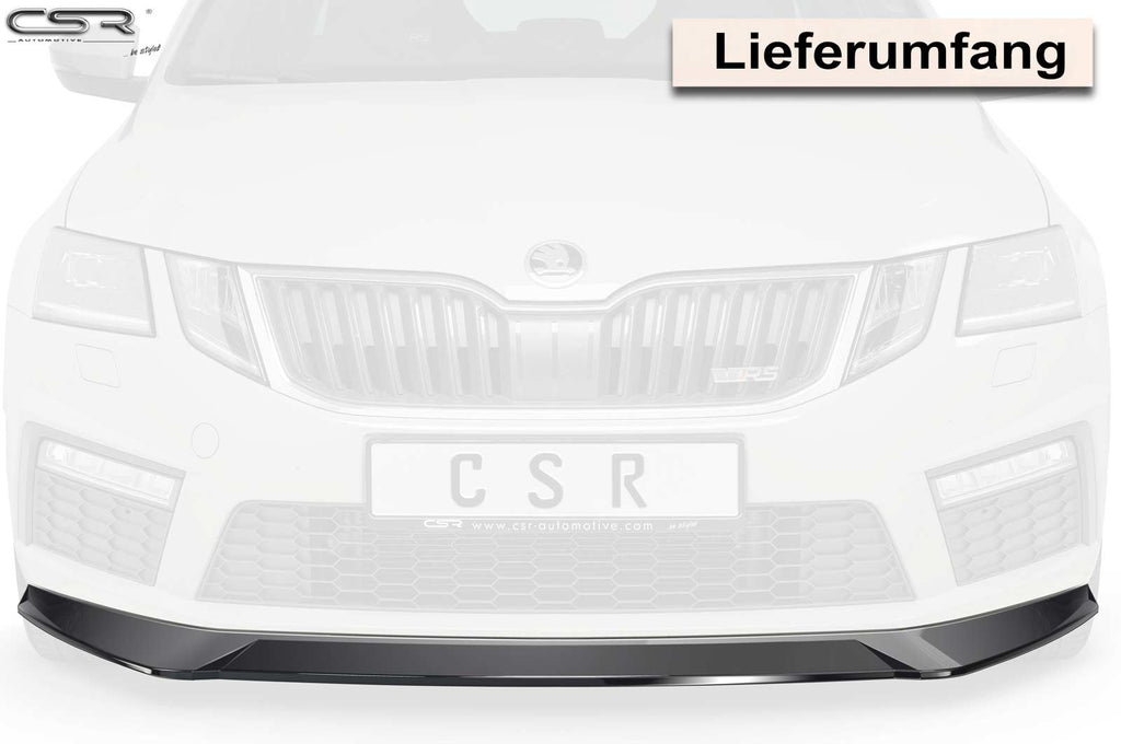 CSR Frontspoiler | Cup-Spoilerlippe mit ABE für Skoda Octavia III (5E) RS CSL389-G Glossy schwarz Hochglanz (keine Lackierung erforderlich)