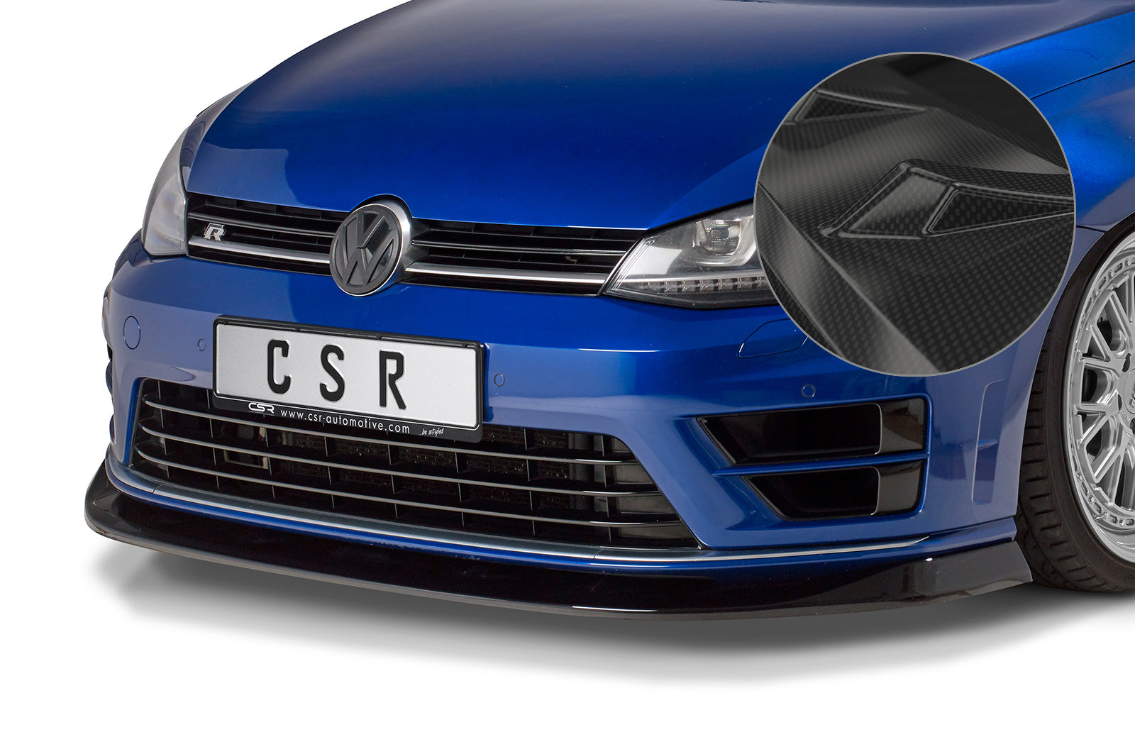 CSR Frontspoiler | Cup-Spoilerlippe mit ABE für VW Golf 7 R CSL395-C Carbon Look Hochglanz (keine Lackierung erforderlich)