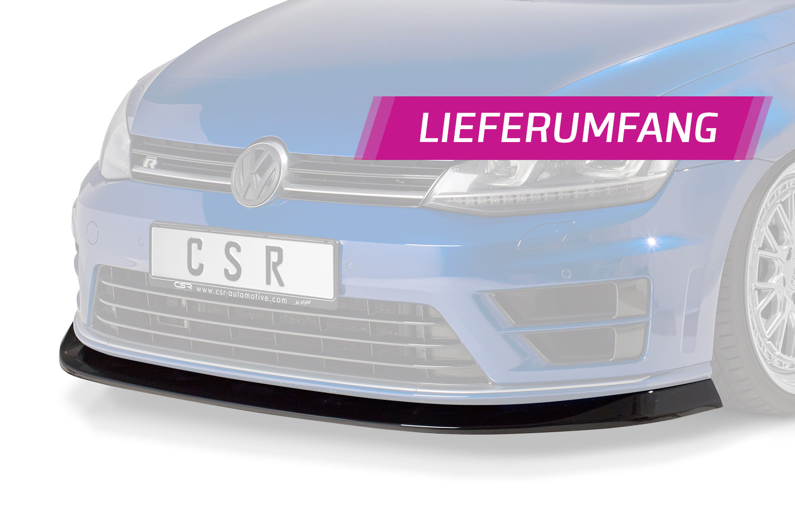 CSR Frontspoiler | Cup-Spoilerlippe mit ABE für VW Golf 7 R CSL395-C Carbon Look Hochglanz (keine Lackierung erforderlich)