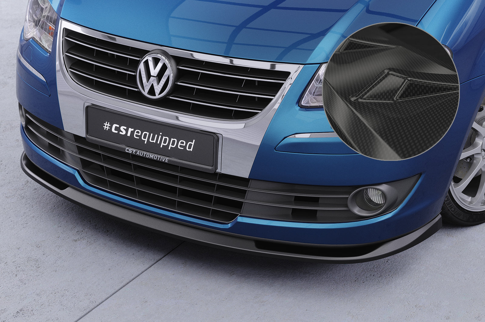 CSR Frontspoiler | Cup-Spoilerlippe mit ABE für VW Touran I (Typ 1T) CSL396-C Carbon Look Hochglanz (keine Lackierung erforderlich)