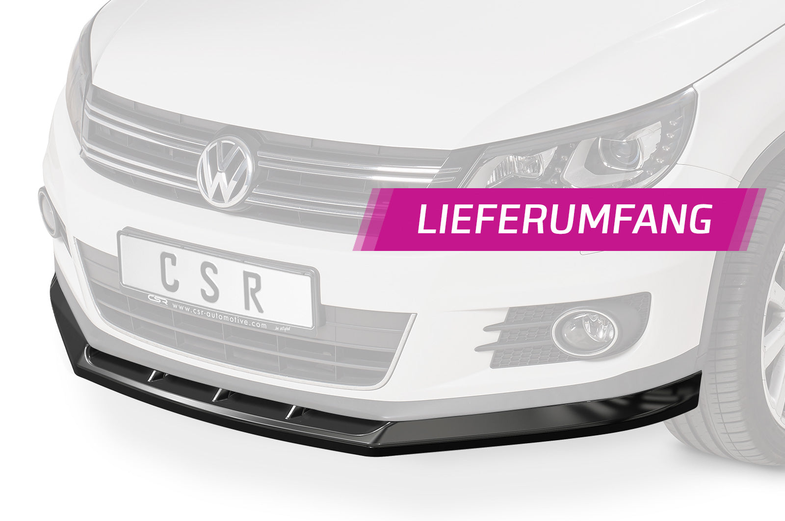 CSR Frontspoiler | Cup-Spoilerlippe mit ABE für VW Tiguan I CSL397-G Glossy schwarz Hochglanz (keine Lackierung erforderlich)