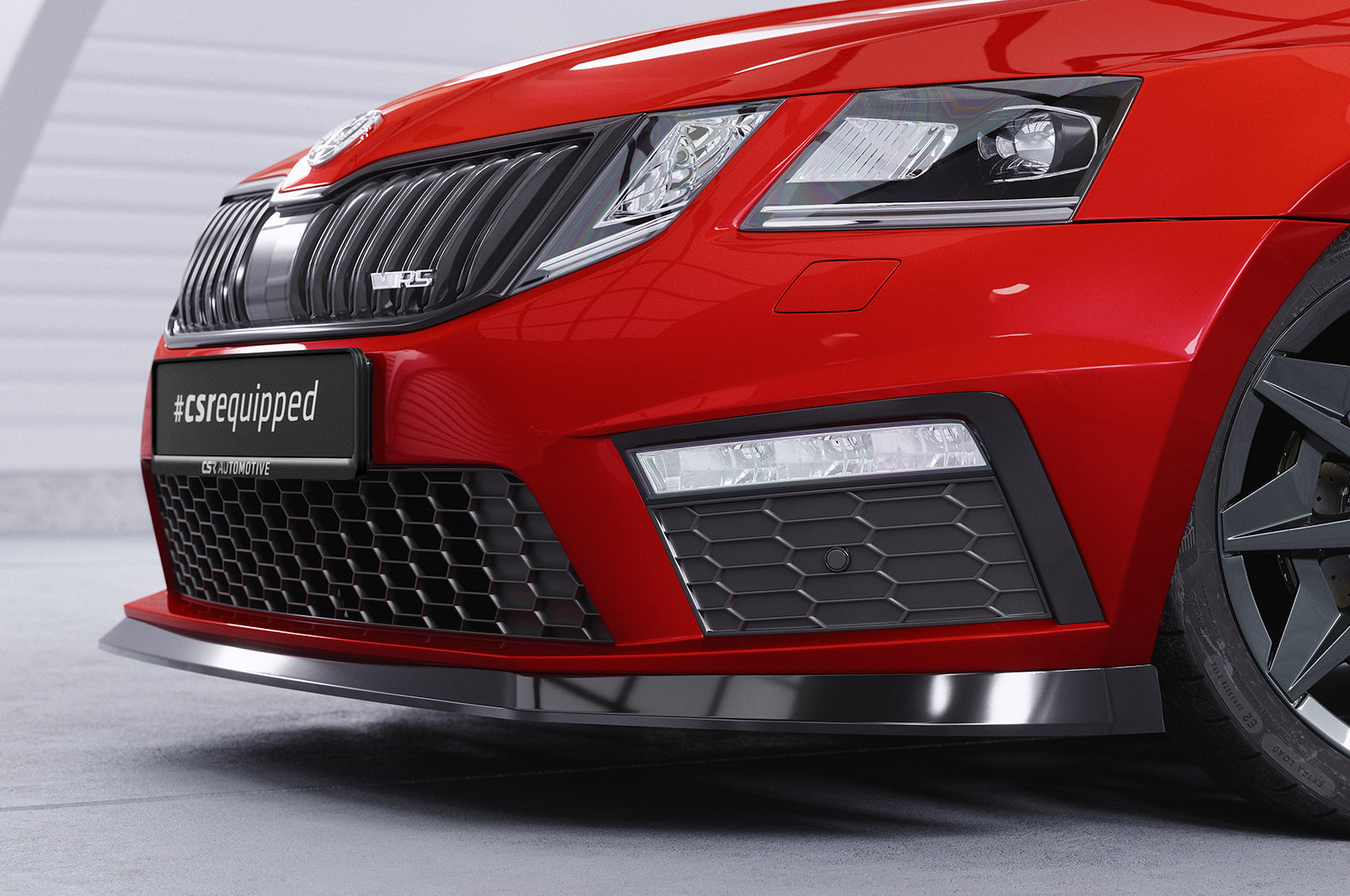 CSR Frontspoiler | Cup-Spoilerlippe mit ABE für Skoda Octavia III 5E RS CSL399-G Glossy schwarz Hochglanz (keine Lackierung erforderlich)
