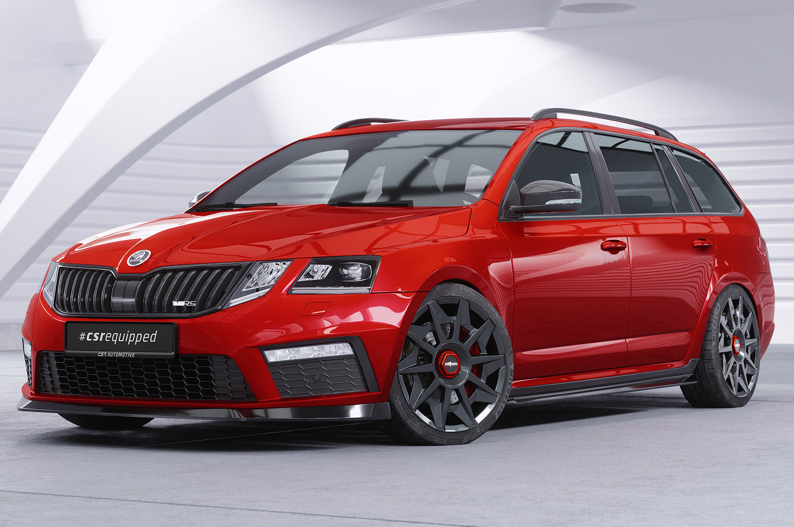 CSR Frontspoiler | Cup-Spoilerlippe mit ABE für Skoda Octavia III 5E RS CSL399-C Carbon Look Hochglanz (keine Lackierung erforderlich)