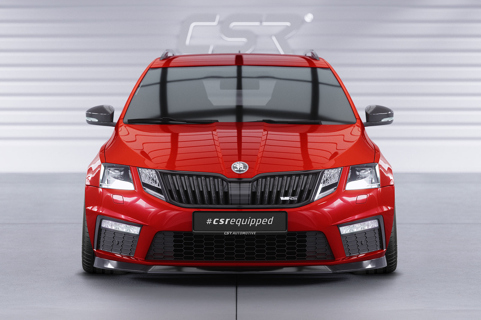 CSR Frontspoiler | Cup-Spoilerlippe mit ABE für Skoda Octavia III 5E RS CSL399-C Carbon Look Hochglanz (keine Lackierung erforderlich)