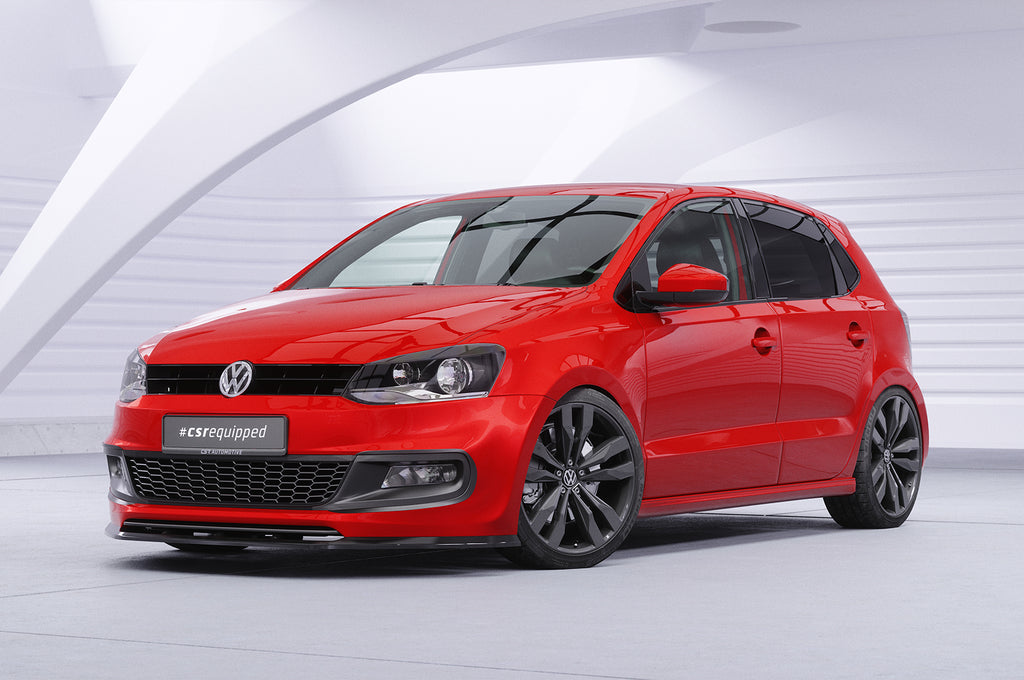 CSR Frontspoiler | Cup-Spoilerlippe mit ABE für VW Polo V (Typ 6R, 6C) R-Line CSL400-C Carbon Look Hochglanz (keine Lackierung erforderlich)
