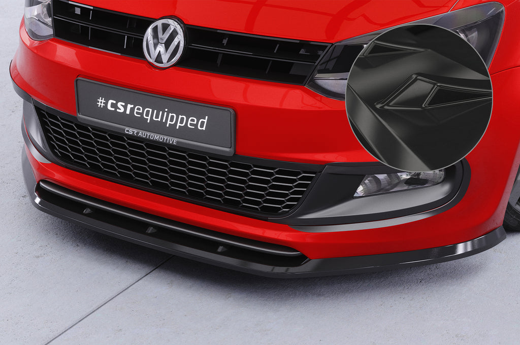CSR Frontspoiler | Cup-Spoilerlippe mit ABE für VW Polo V (Typ 6R, 6C) R-Line CSL400-G Glossy schwarz Hochglanz (keine Lackierung erforderlich)